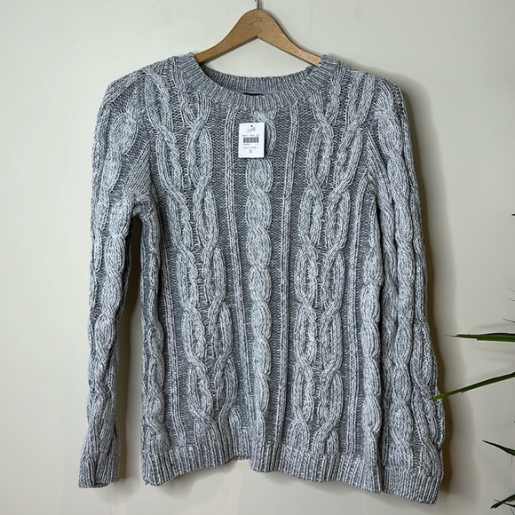 J. Jill Sweaters - NWT J.Jill || Women's Wearever Cable Knit Crewneck Light Gray Sweater; Size S